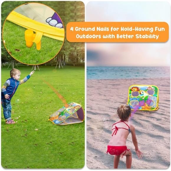 BeanBag Toss Game Kids Outdoor Toys,DoubleSided Foldable Cornhole Board Backyard - Picture 4 of 6